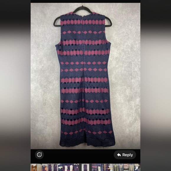 Calvin Klein Cream Crochet Lace Sheath Dress office career Zip Size 10 - Picture 6 of 11